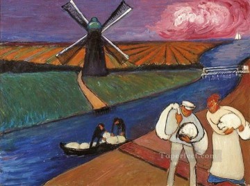  Werefkin Oil Painting - windmill Marianne von Werefkin Expressionism